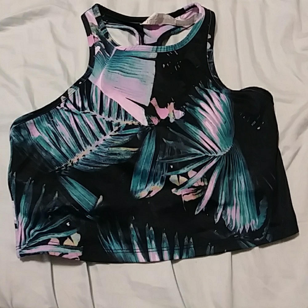 Fabletics palm leaf sports bra/top